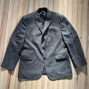 Ralph Lauren 44R Men's Wool Houndstooth Blazer‎ Sport Coat Jacket Gray 3 Button